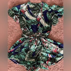 Tropical v neck romper
